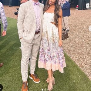 Zimmerman Jude Scalloped Cut-Out Linen Midi-Dress